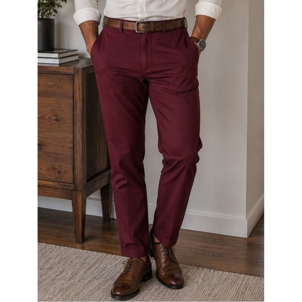 H&M Slim Fit Size 32 Men's Burgundy Casual Pants